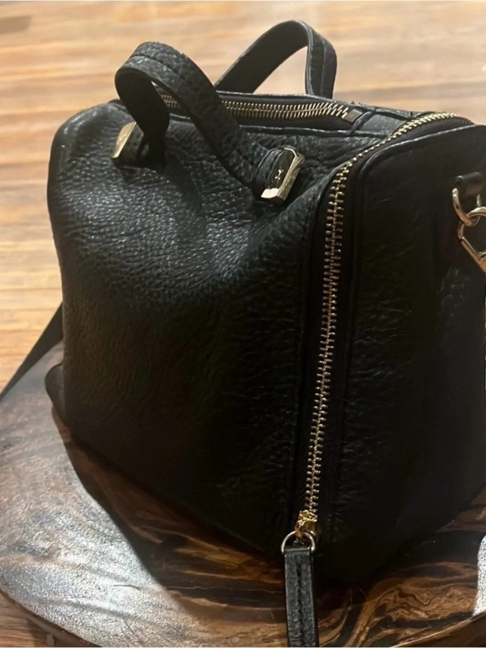 Halston Heritage baby pebbled Leather satchel with Gold Hardware